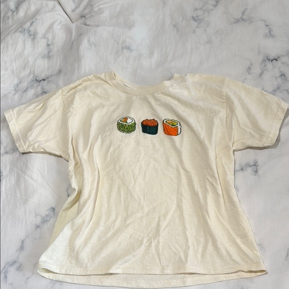 Urban Outfitters Tops - Urban Outfitters Cream Tee with Sushi Design